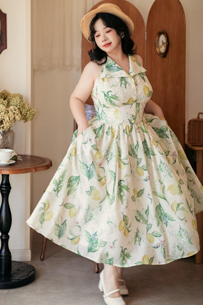 Retro Elegant Halter Neck French Flare Dress