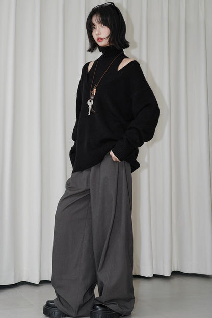 ハイネックレイヤードスタイルスウェーターセット