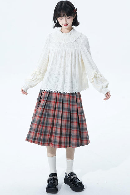 Off-White Ruffle Knit Blouse