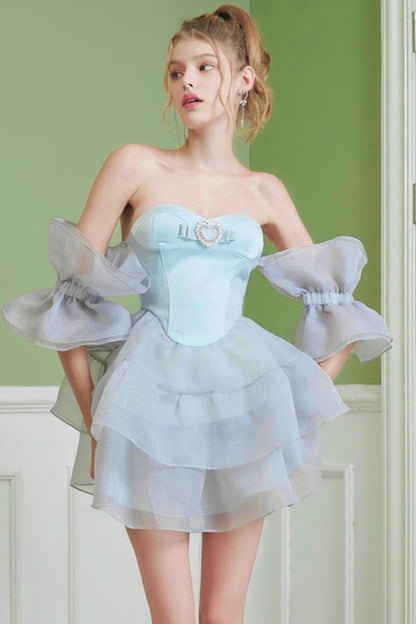 ブルーフェアリーフィッシュボーンチュチュドレス