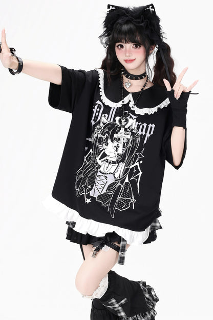 Subkultur-Gothic-Druck-Oberteil
