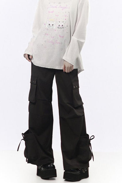 Studded Gathered Cargo Pants