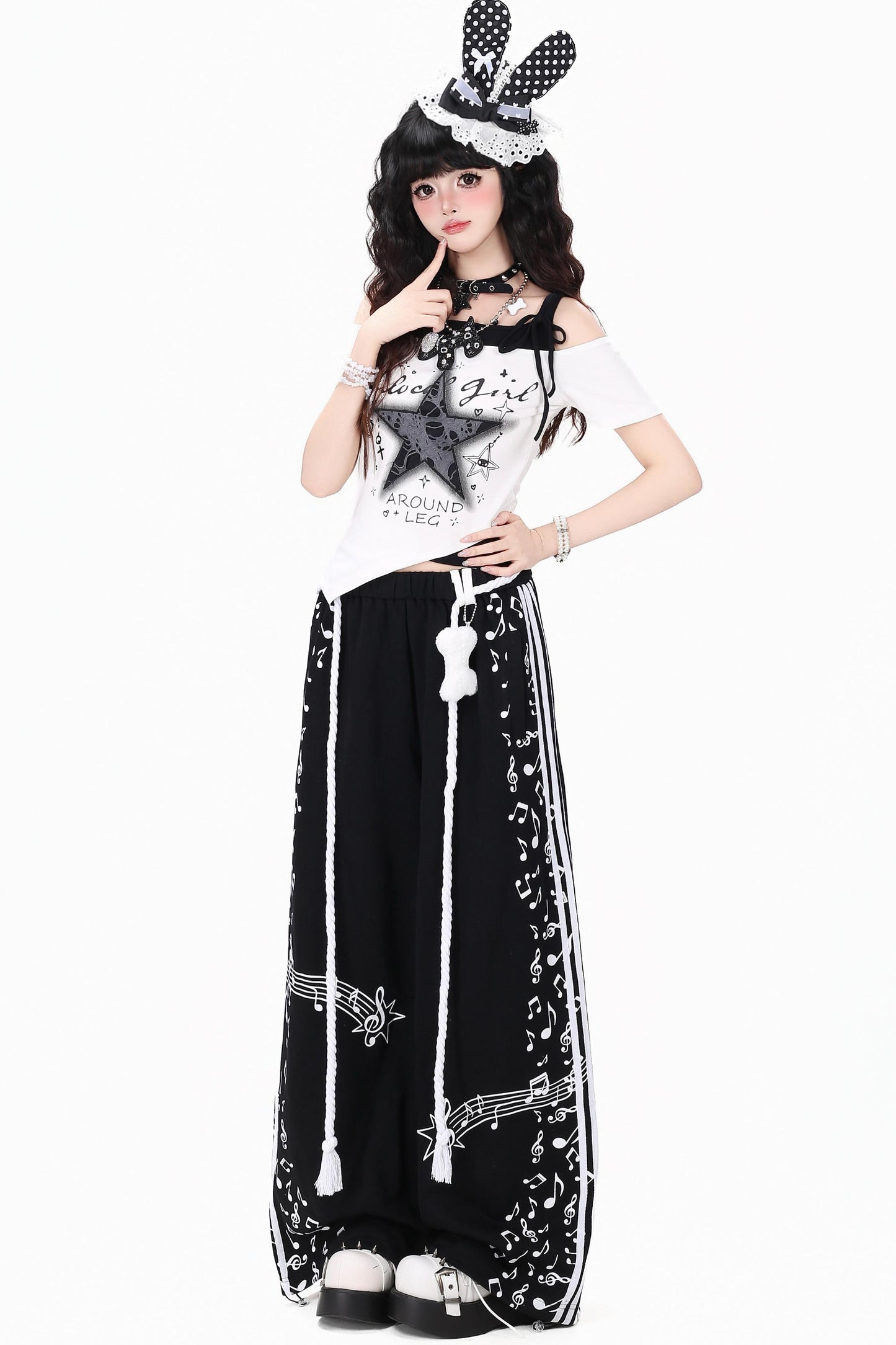 Retro Striped High-Waisted Pants