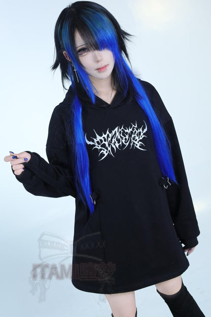 Dunkles subkulturelles Gothic-Kapuzenkleid