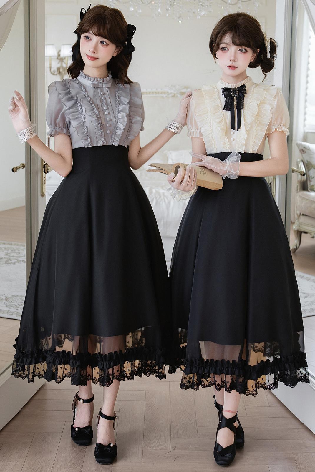 Klassisches Prinzessinnen-Langkleid + Schleifenaccessoire mit Strasssteinen