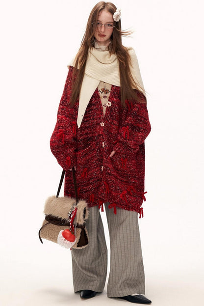 レトロバウボタンニットカーディガン