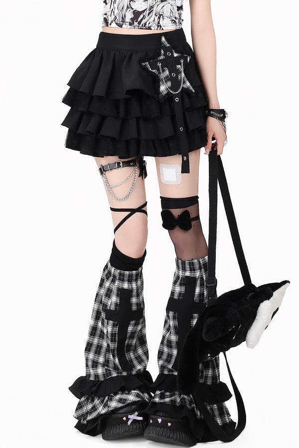 Plaid Gothic Cross Blouse + Skirt + Leg Warmers