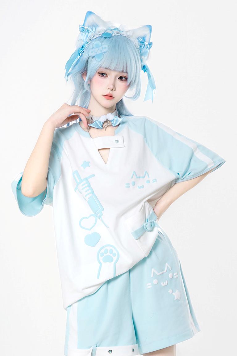 サブカルキャットサマーTシャツ+パンツ＋レッグカバー
