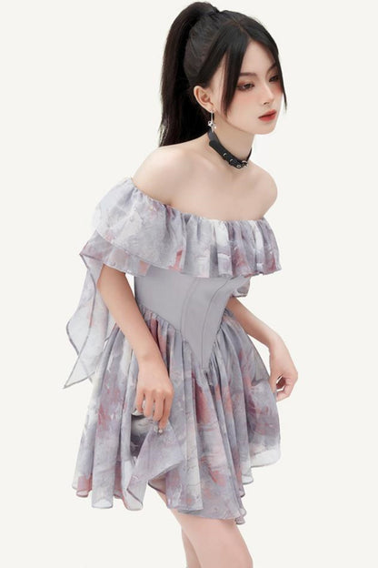 Vestido romántico de atelier con hombros descubiertos