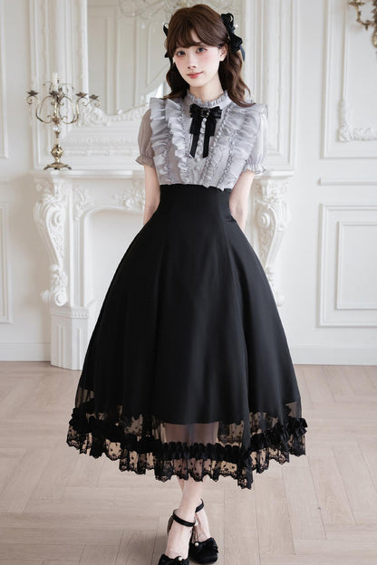 Klassisches Prinzessinnen-Langkleid + Schleifenaccessoire mit Strasssteinen