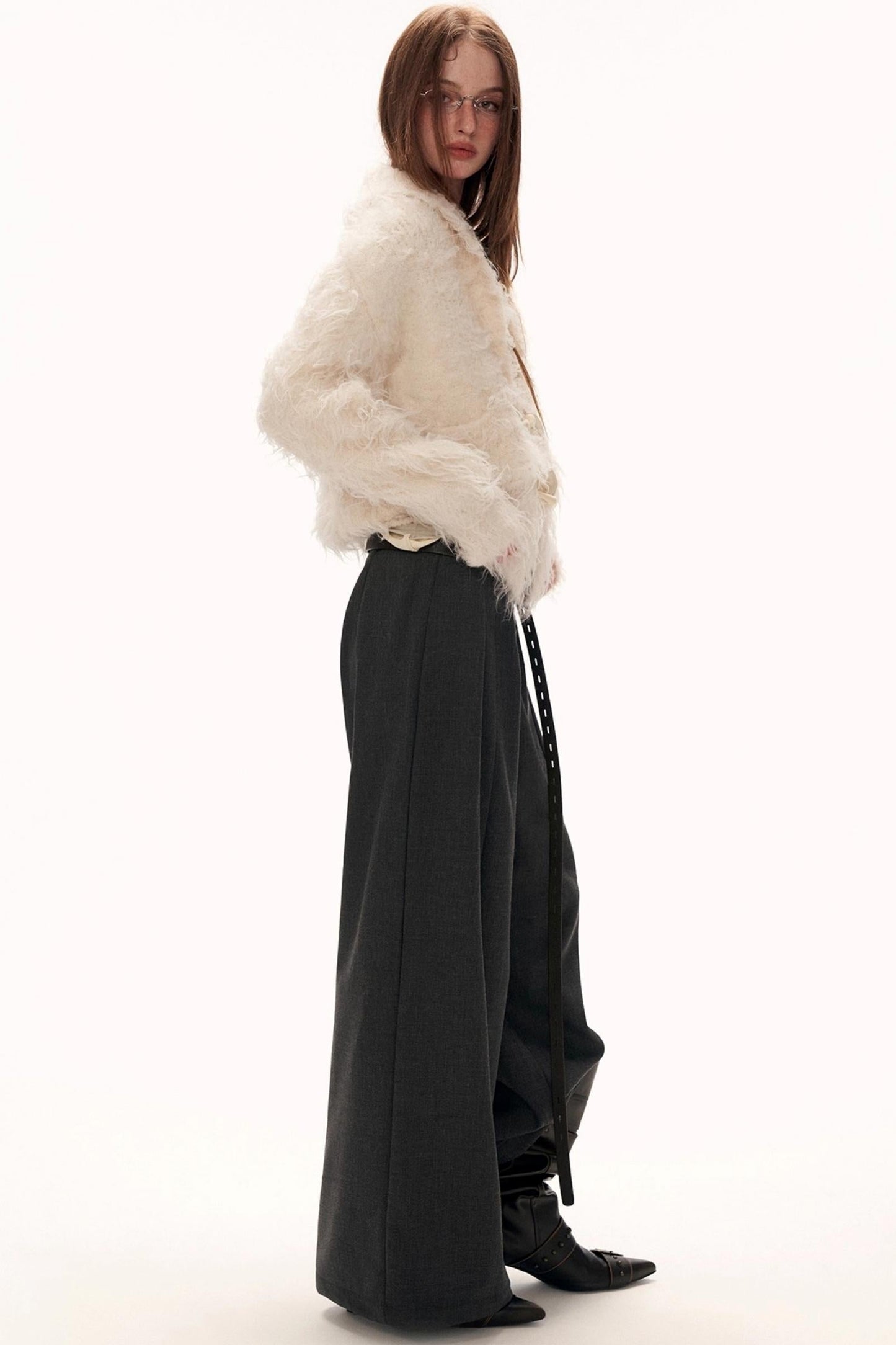 グレイフリースワイドレッグパンツ