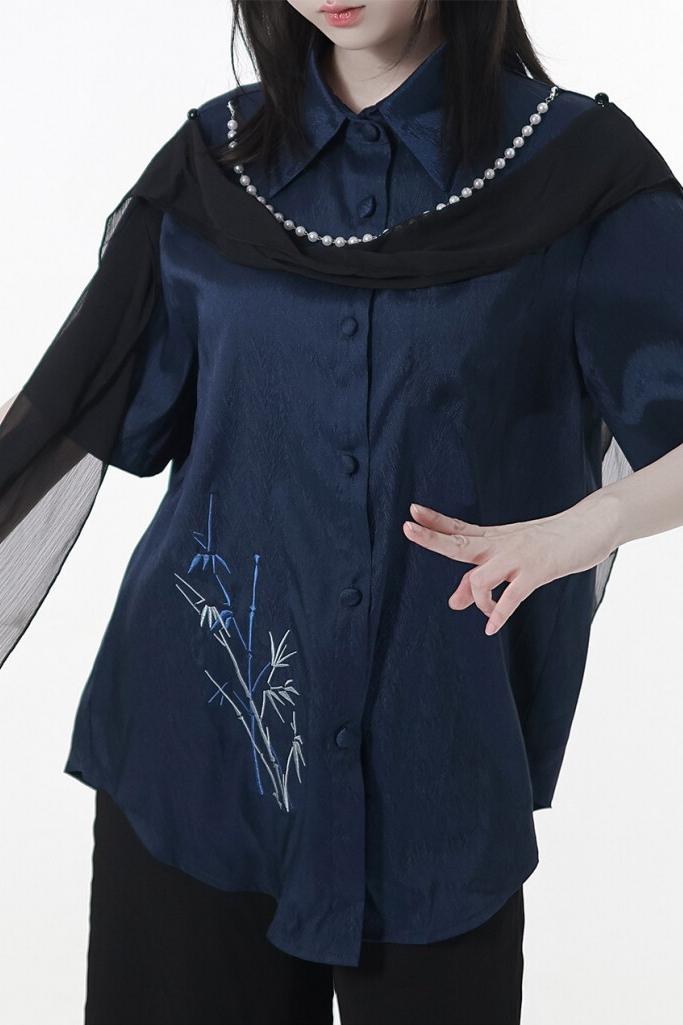サブカルモダンチャイナトップス+パンツ＋オフショルダーシャツ＋スカート