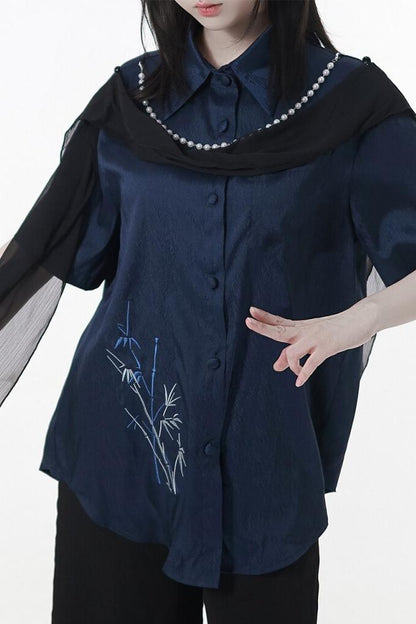 サブカルモダンチャイナトップス+パンツ＋オフショルダーシャツ＋スカート