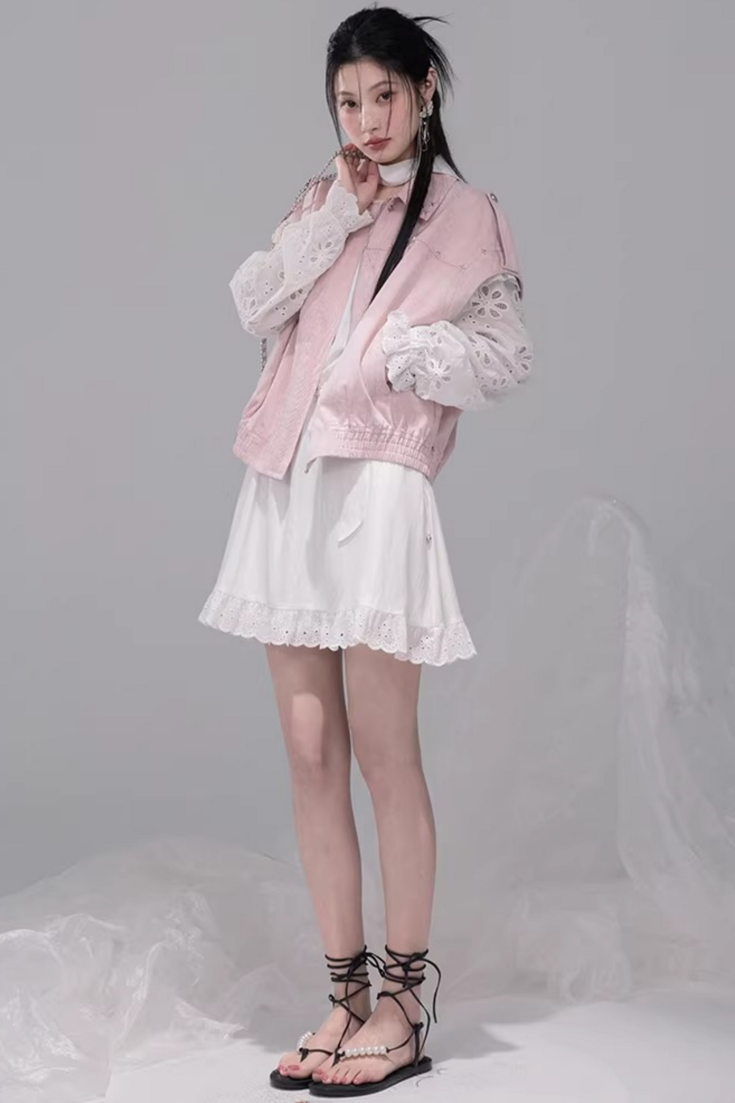 フォッグピンクデニムスタデッドベスト