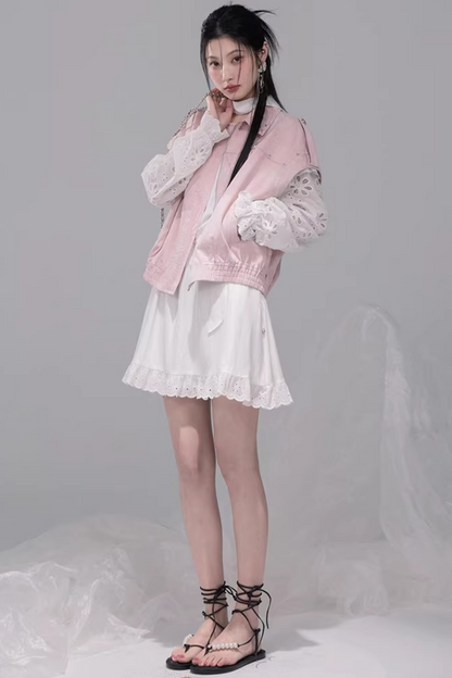 フォッグピンクデニムスタデッドベスト