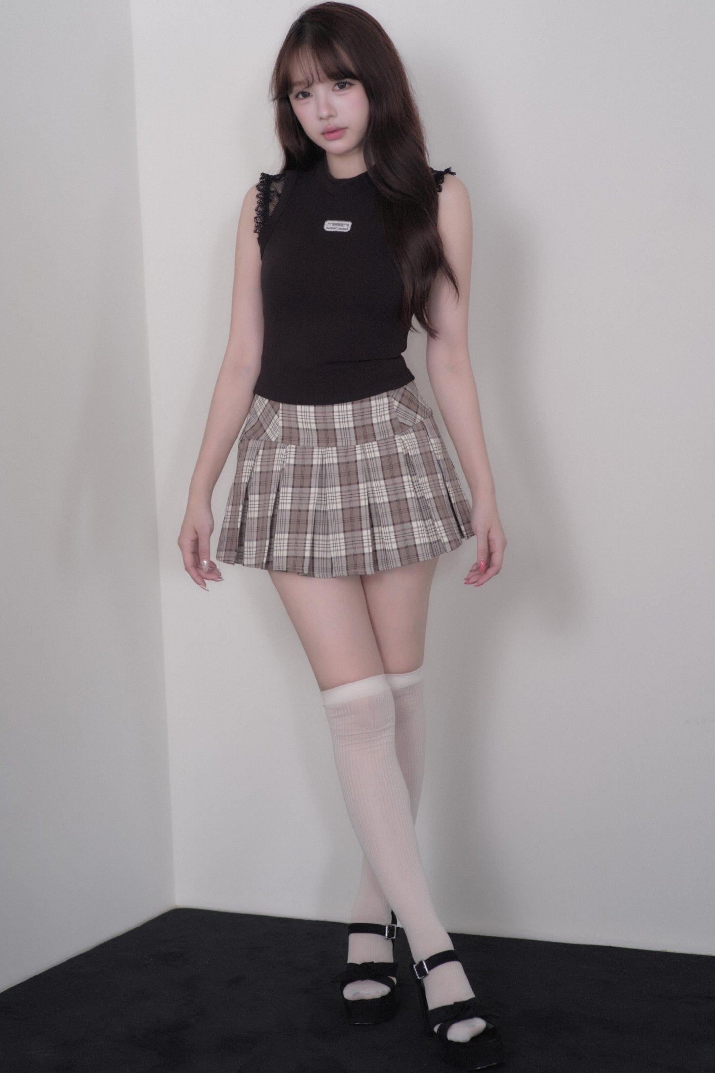Lace Sleeve Suspender Dress Set