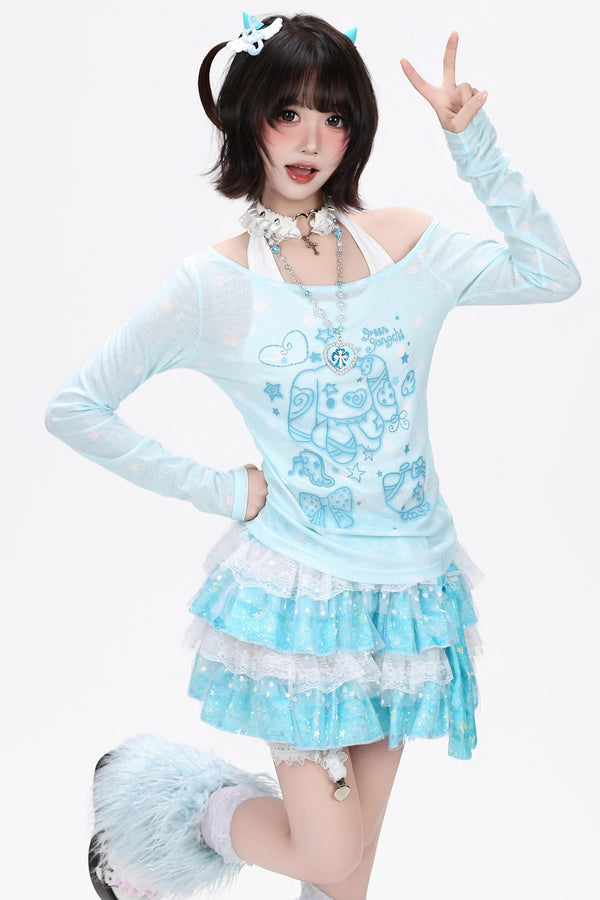 Star Puppy Summer Layered Top + Inner Vest