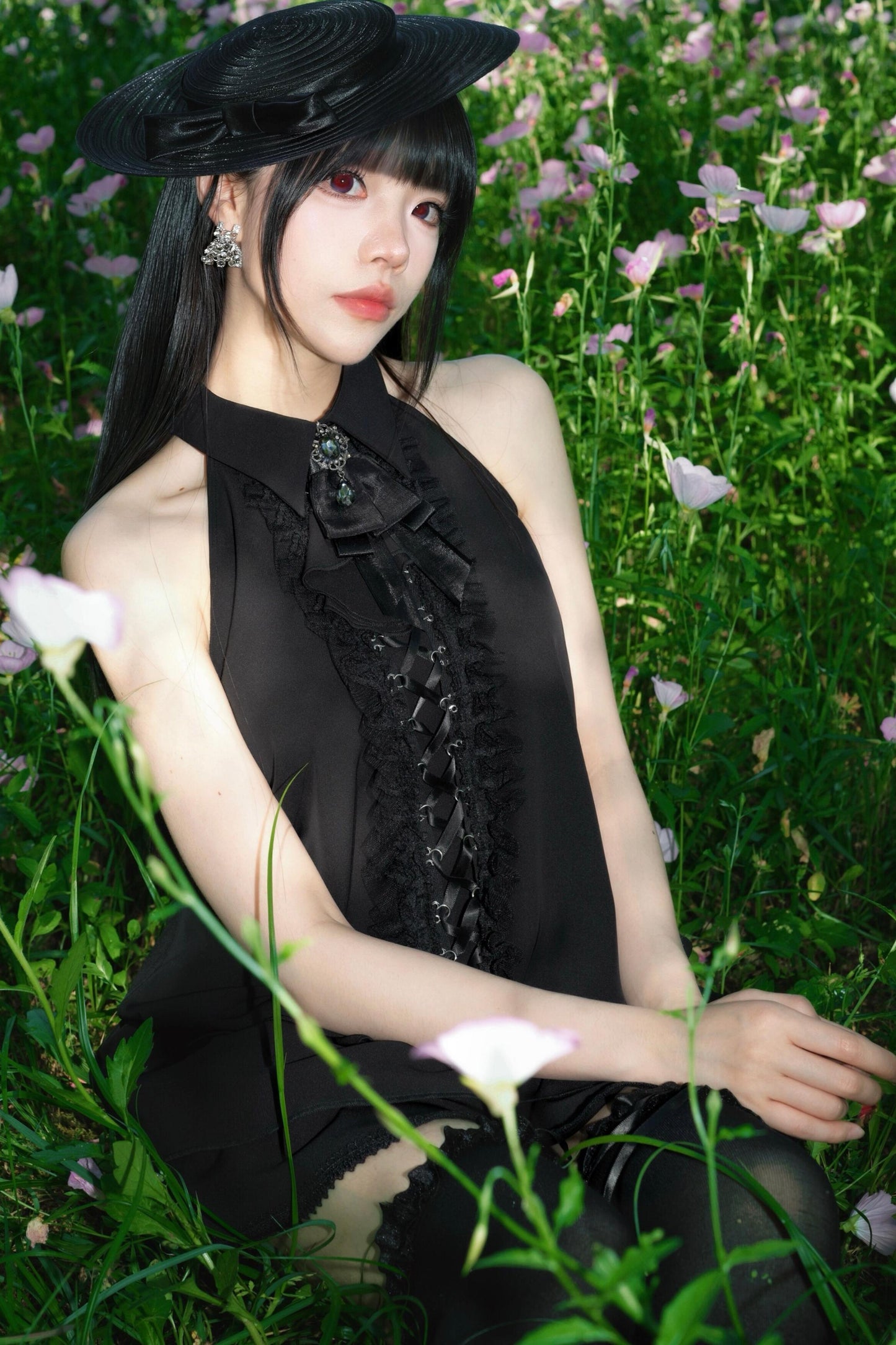 Mitternachtsgotik-Halterkleid
