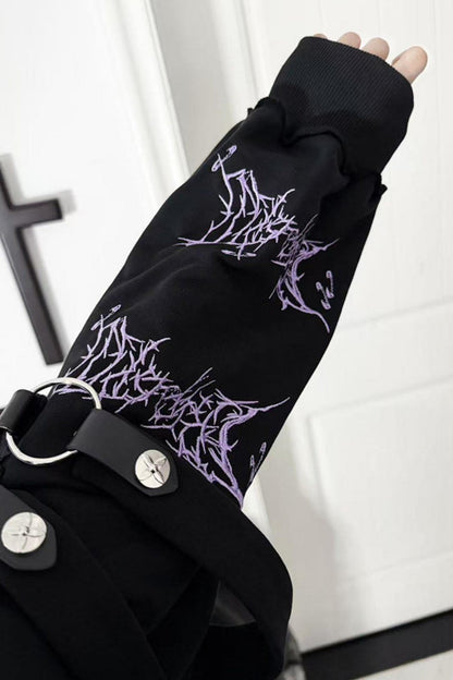 Subculture Embroidered Studded Hooded Hoodie