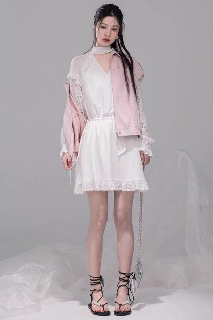 フォッグピンクデニムスタデッドベスト