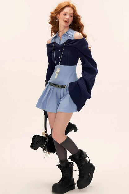 パッチワークツーピースカラードレス