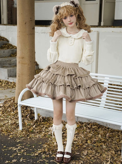 Coco Diary Volume Dress x Girly Coat + Ruffle Skirt