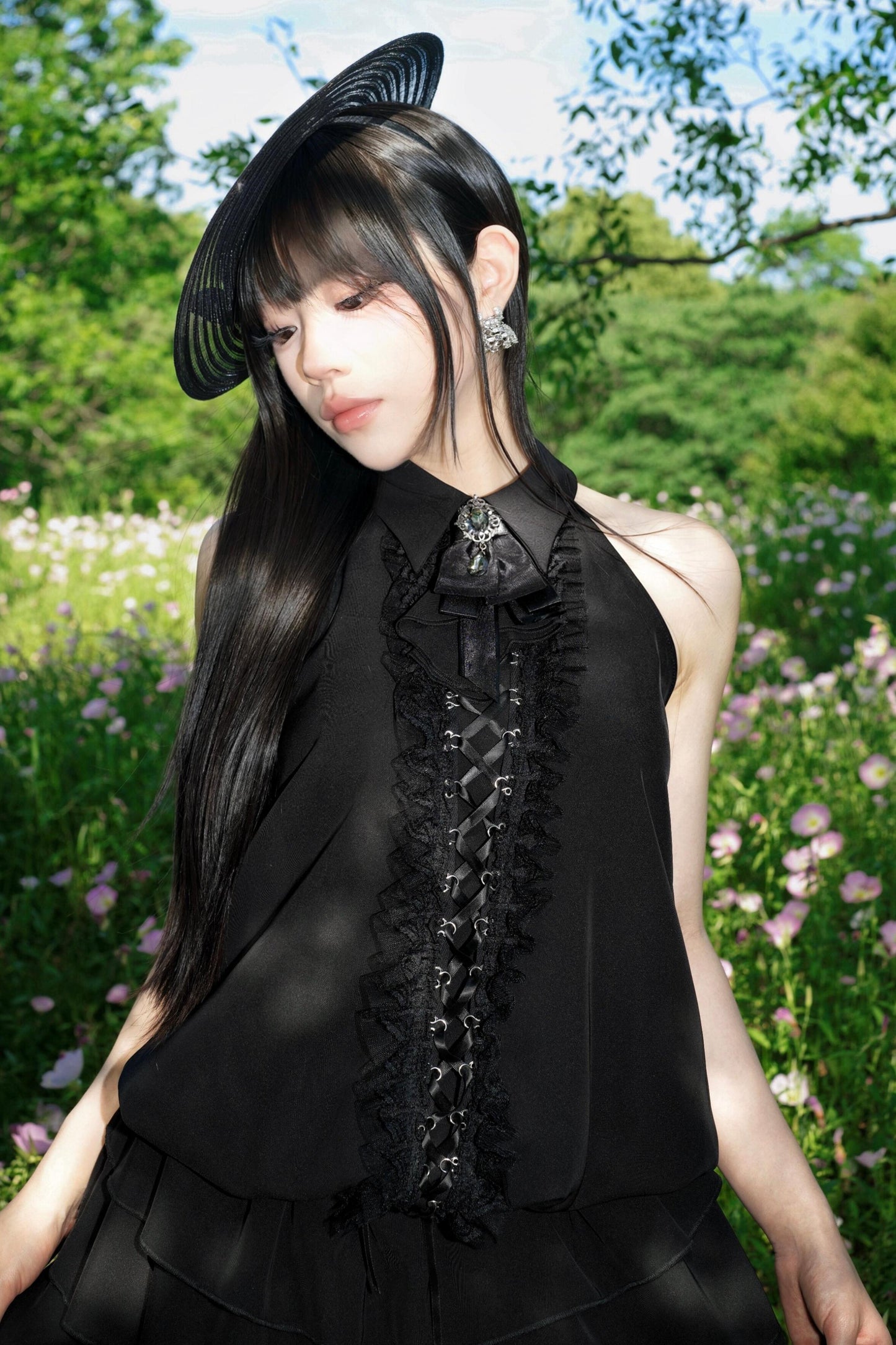 Mitternachtsgotik-Halterkleid