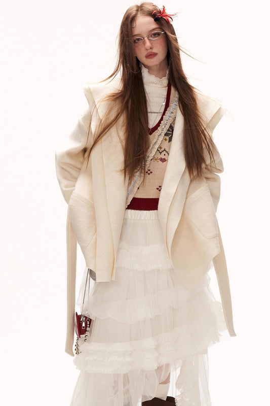 ダブルレイヤードファーシュリムドコート