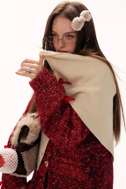 Retro Bow Button Knit Cardigan