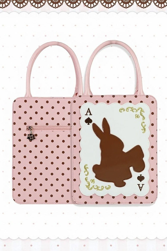 [Clôture des réservations le 16 juillet] Sac carré Alice fantaisie lapin cartes à pois avec bandoulière