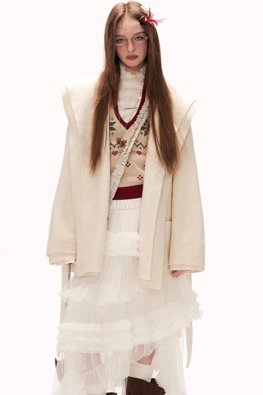 ダブルレイヤードファーシュリムドコート