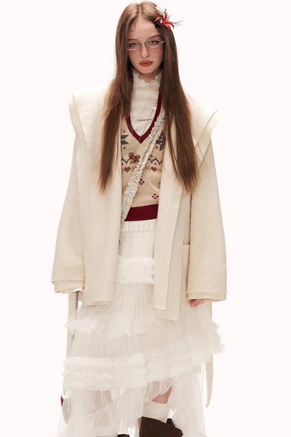 ダブルレイヤードファーシュリムドコート