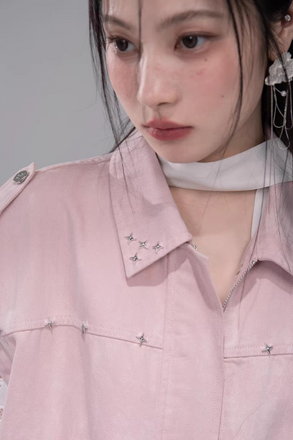 フォッグピンクデニムスタデッドベスト