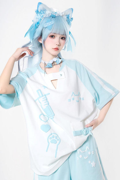 サブカルキャットサマーTシャツ+パンツ＋レッグカバー