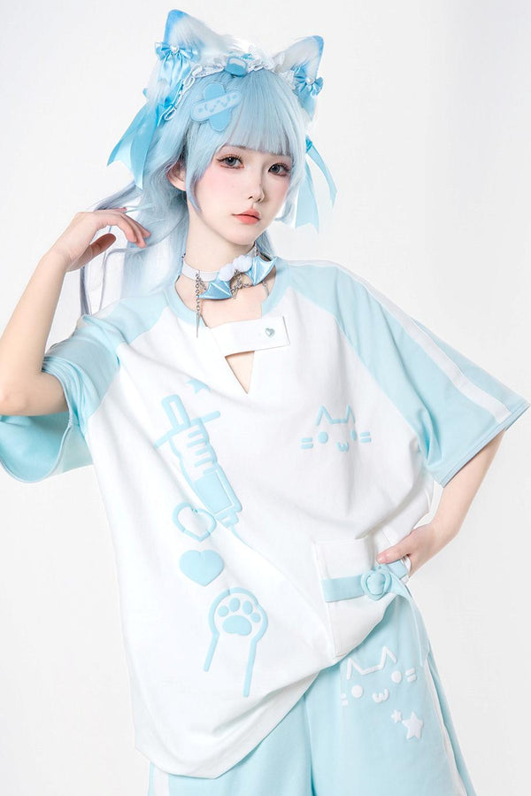 サブカルキャットサマーTシャツ+パンツ＋レッグカバー
