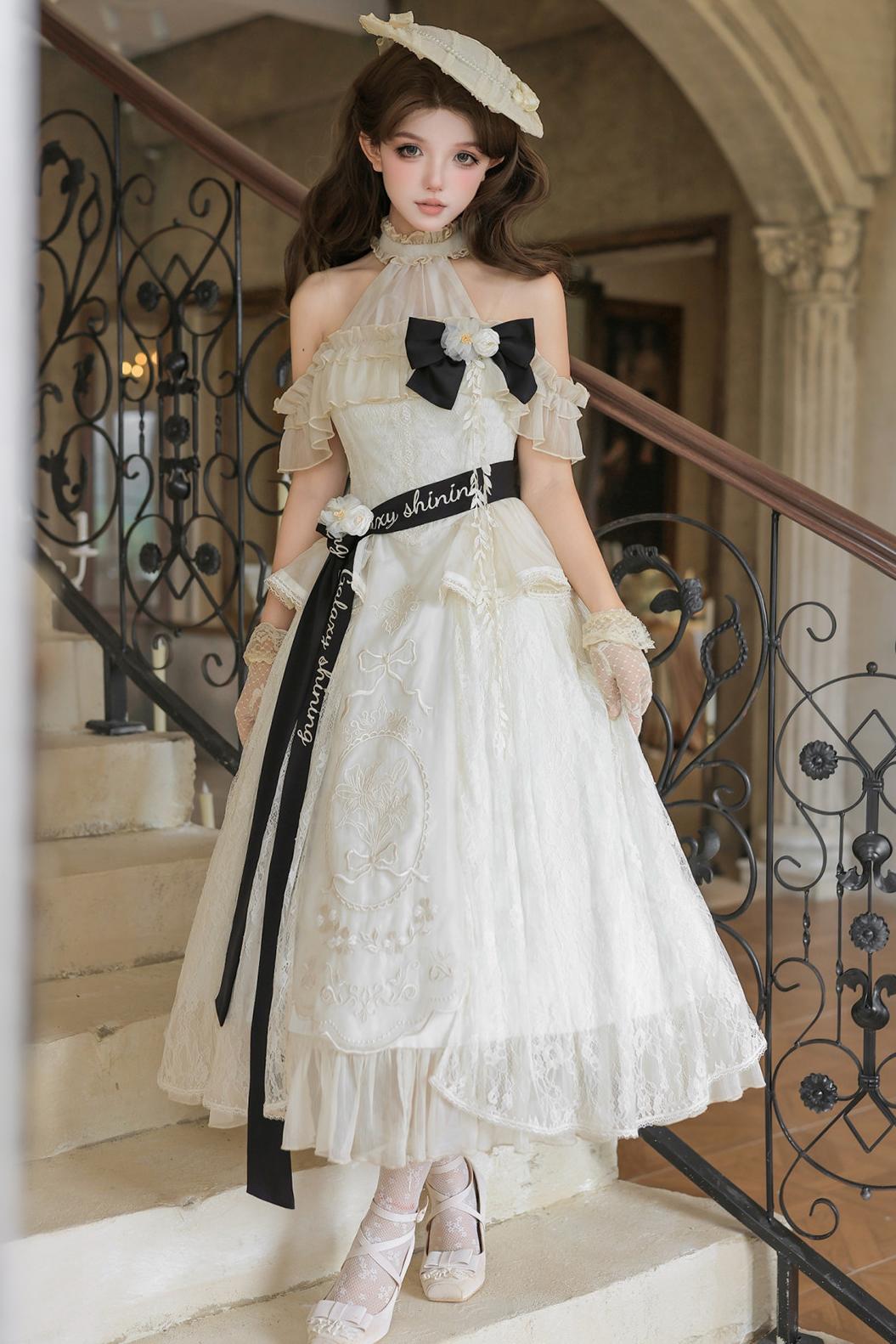 White Rose Embroidered Lolita Dress