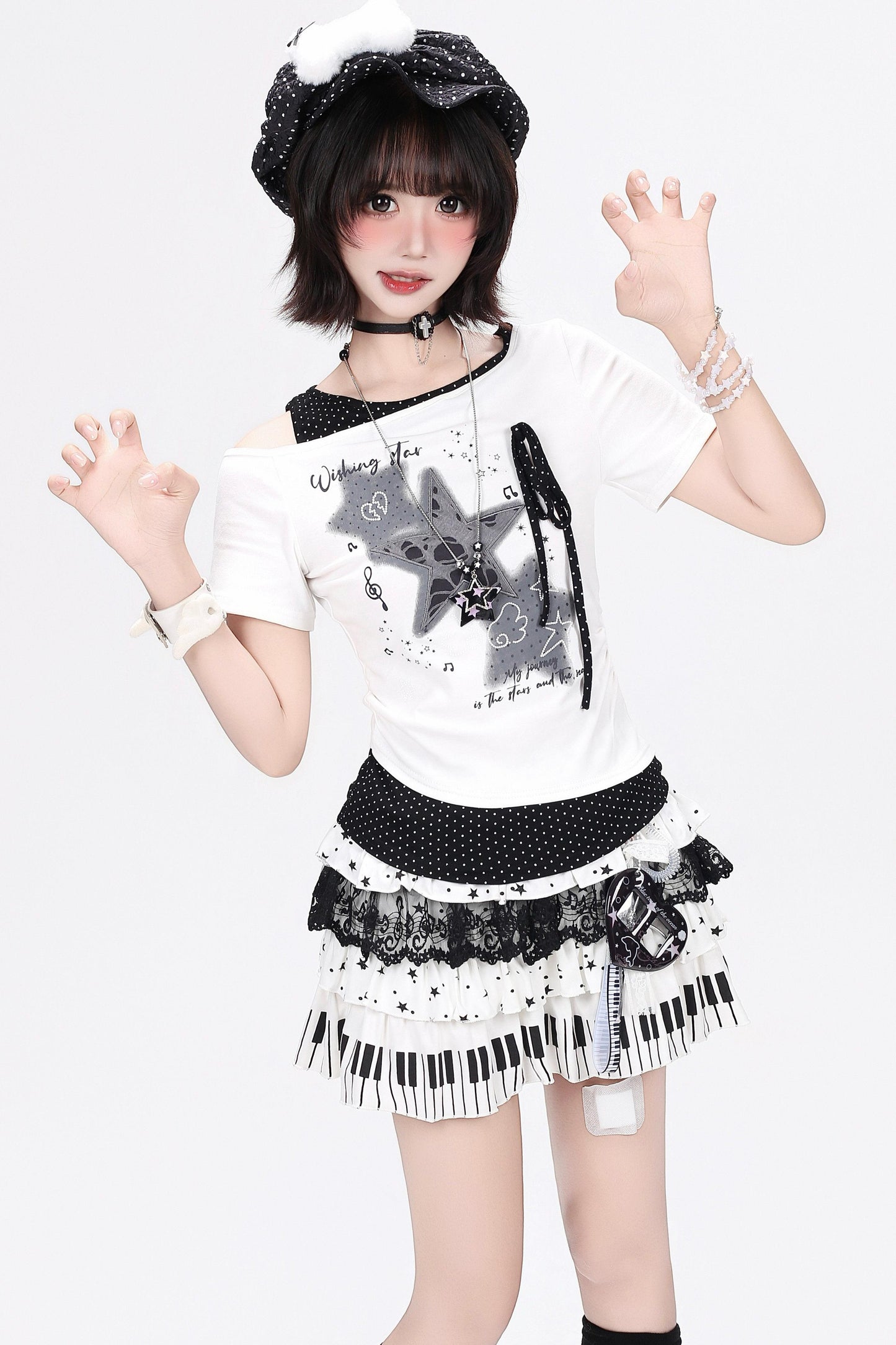 Asymmetrical Polka Dot Blouse