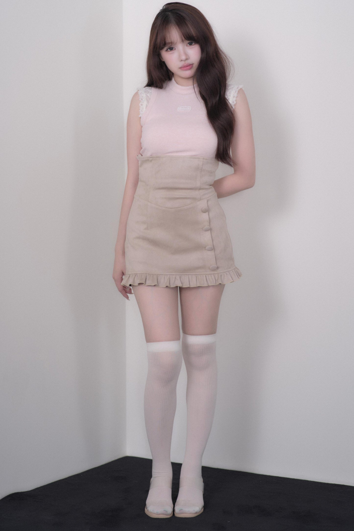 Lace Sleeve Suspender Dress Set