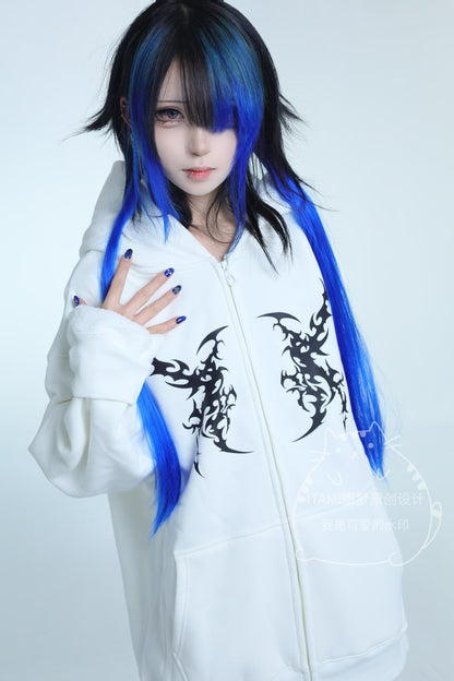 Yami-kawaii weißer Oversize-Hoodie