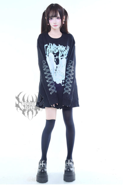 病みかわナースプリントロングTシャツ