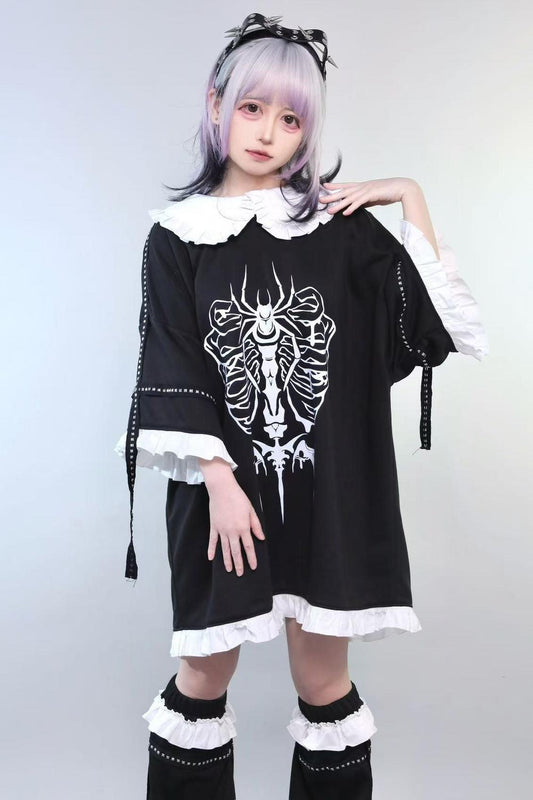 闇かわスケルトングラフィックTシャツ