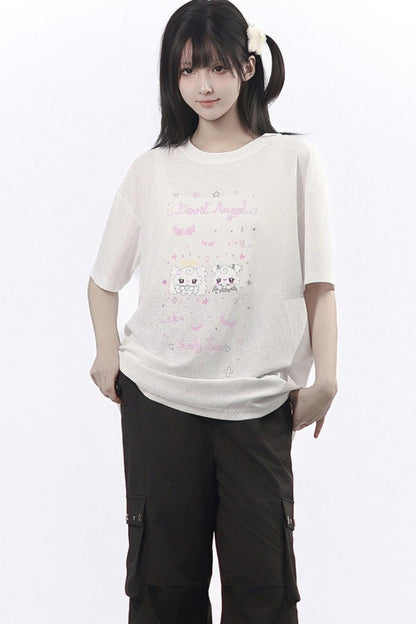 エンジェルデビルイラストTシャツ