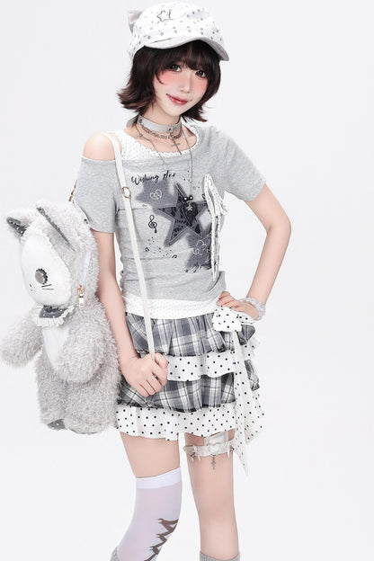 Asymmetrical Polka Dot Blouse