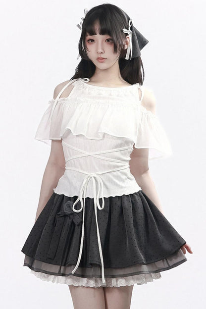 모노톤 로즈 페어리 프릴 세트업