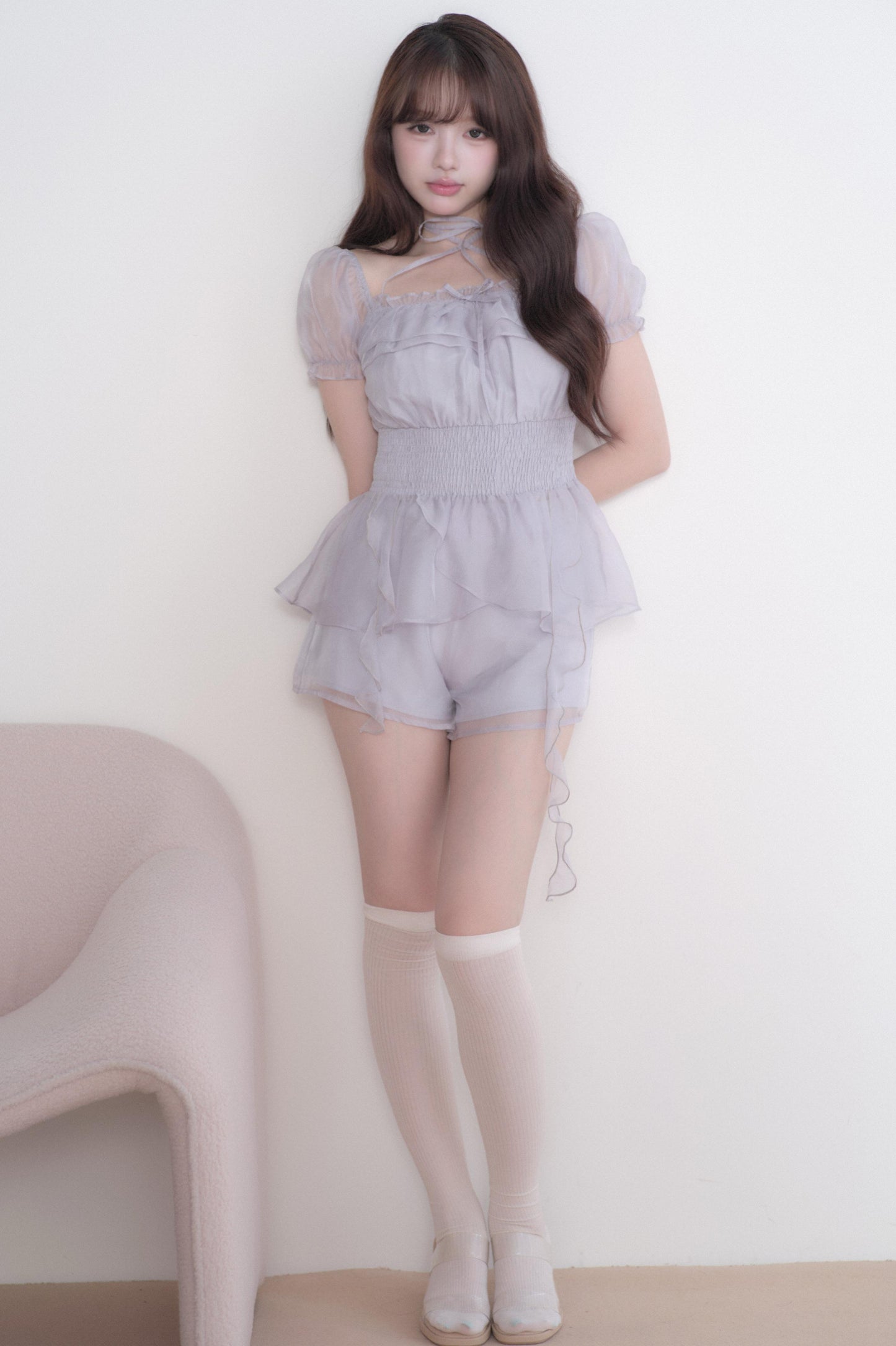 Misty Lace Off-Shoulder Girly Top + Skirt