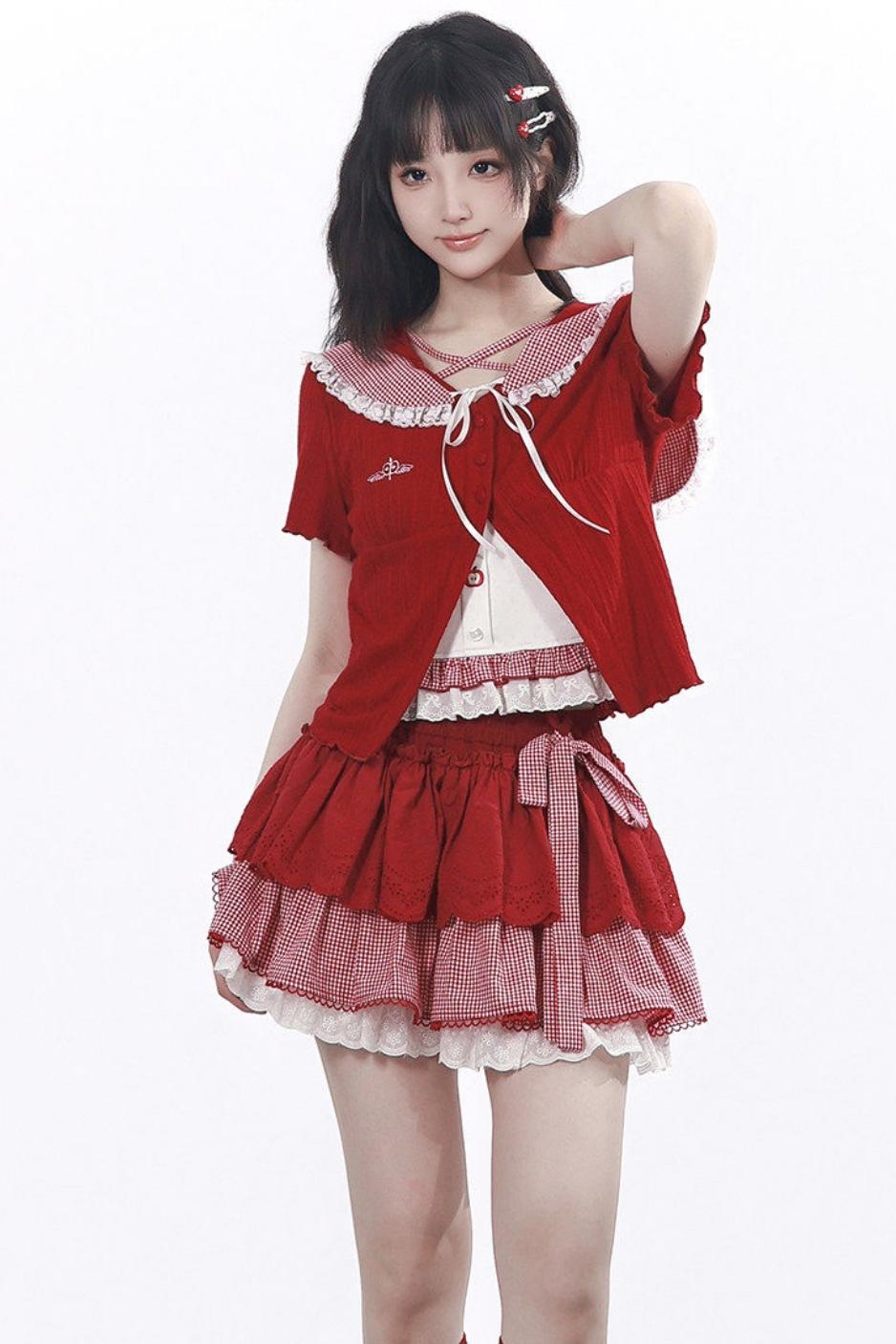 Apple Red Bunny Ear Girly Set