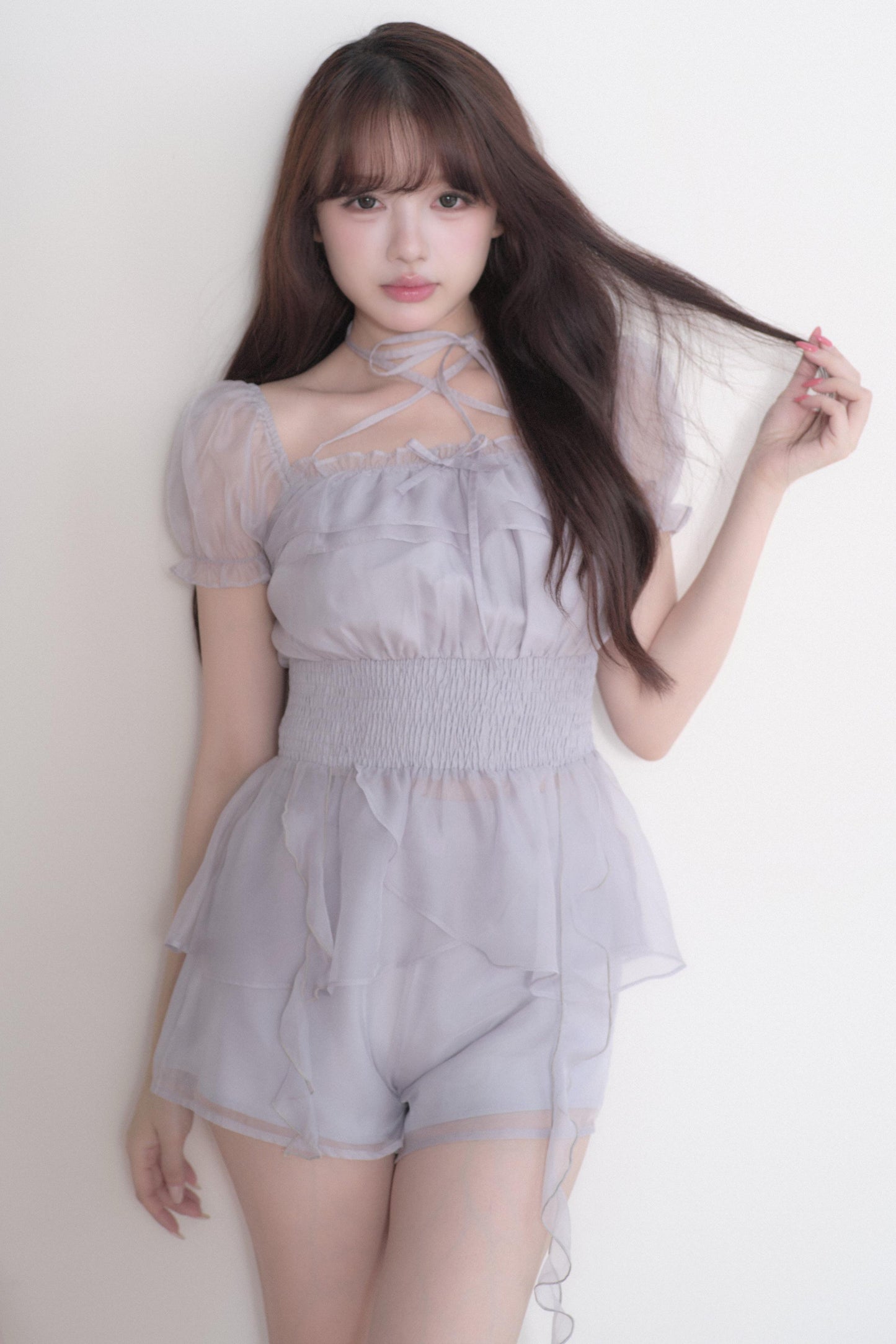 Misty Lace Off-Shoulder Girly Top + Skirt