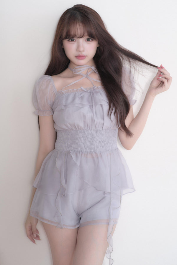 Misty Lace Off-Shoulder Girly Top + Skirt