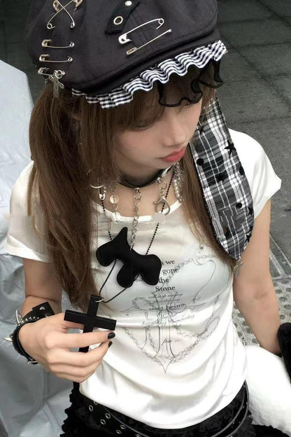 Bunny Ear Punk Plaid Beret