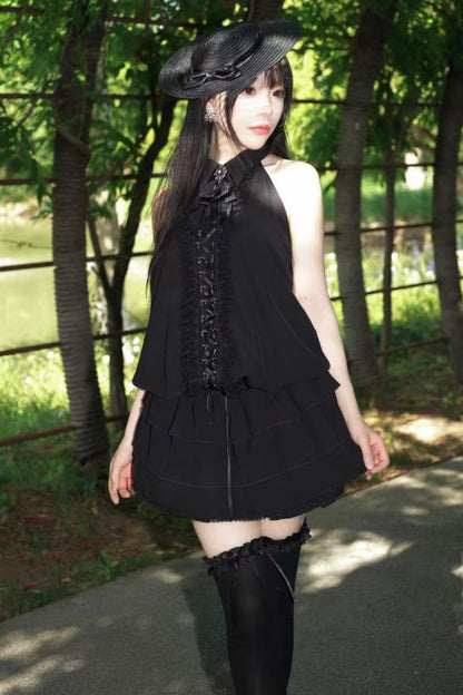 Mitternachtsgotik-Halterkleid